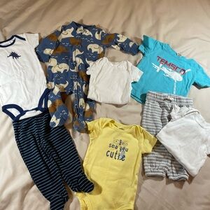 Boys’ Baby Clothing Bundle w/Elephant Print and Dinosaur‎ Design, Size 6 months